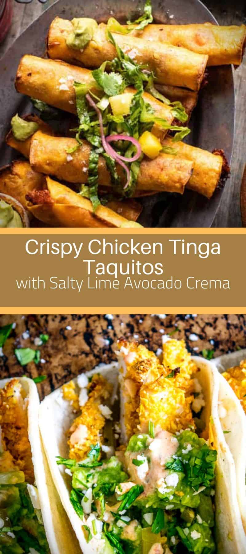 Crispy Chicken Tinga Taquitos with Salty Lime Avocado Crema 3
