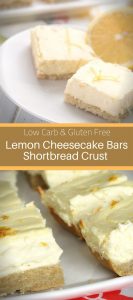 Low Carb Lemon Cheesecake Bars Shortbread Crust Gluten Free