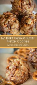 No Bake Peanut Butter Pretzel Cookies with Chocolate Chips 3