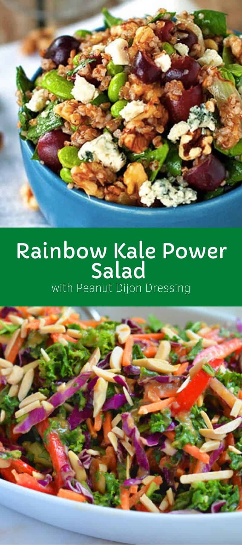 Rainbow Kale Power Salad with Peanut Dijon Dressing 3
